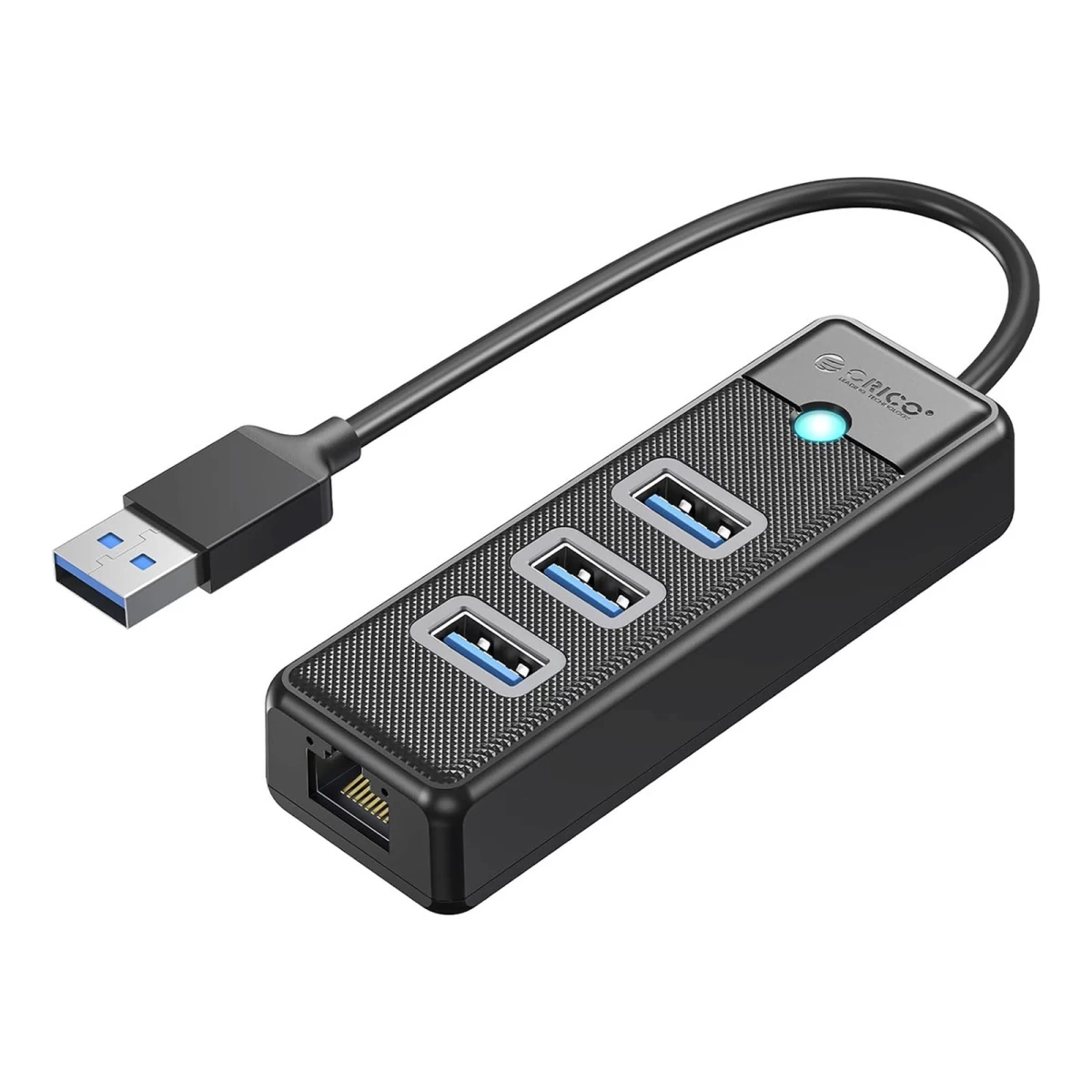 4 Prievadų Usb-a – Usb-a Rj45 2,5g Ethernet 0,5 M Skirstytuvas – Juodas