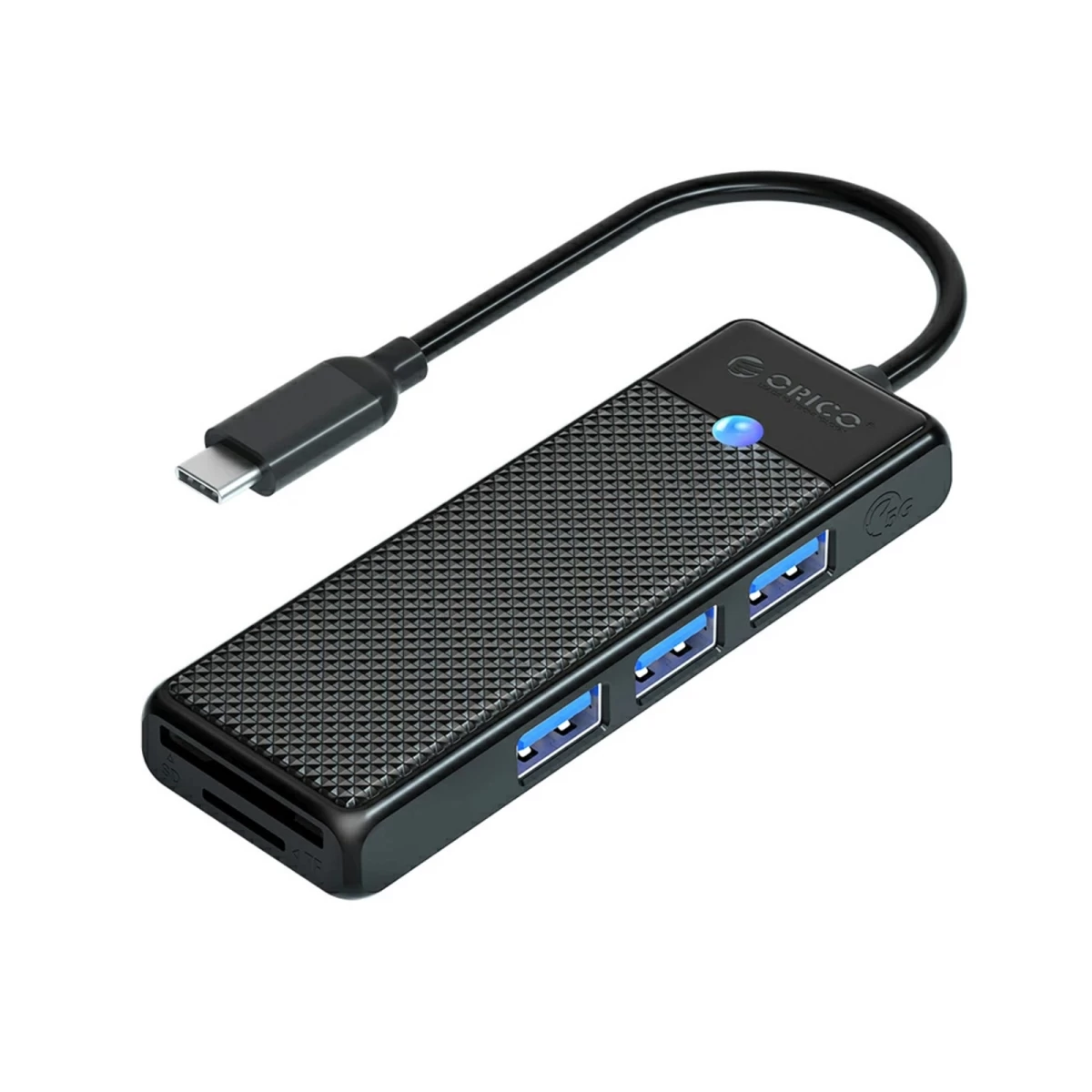 4 Prievadų Usb-c – Usb-a Adapteris Su Sd Ir Microsd Kortelių Skaitytuvu, 1 M – Juodas