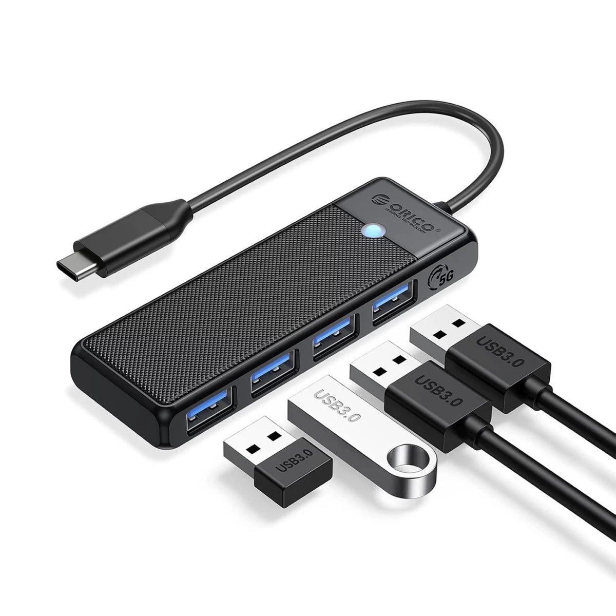 4 Prievadų Usb-c – Usb-a šakotuvas, 0,15 M, Juodos Spalvos