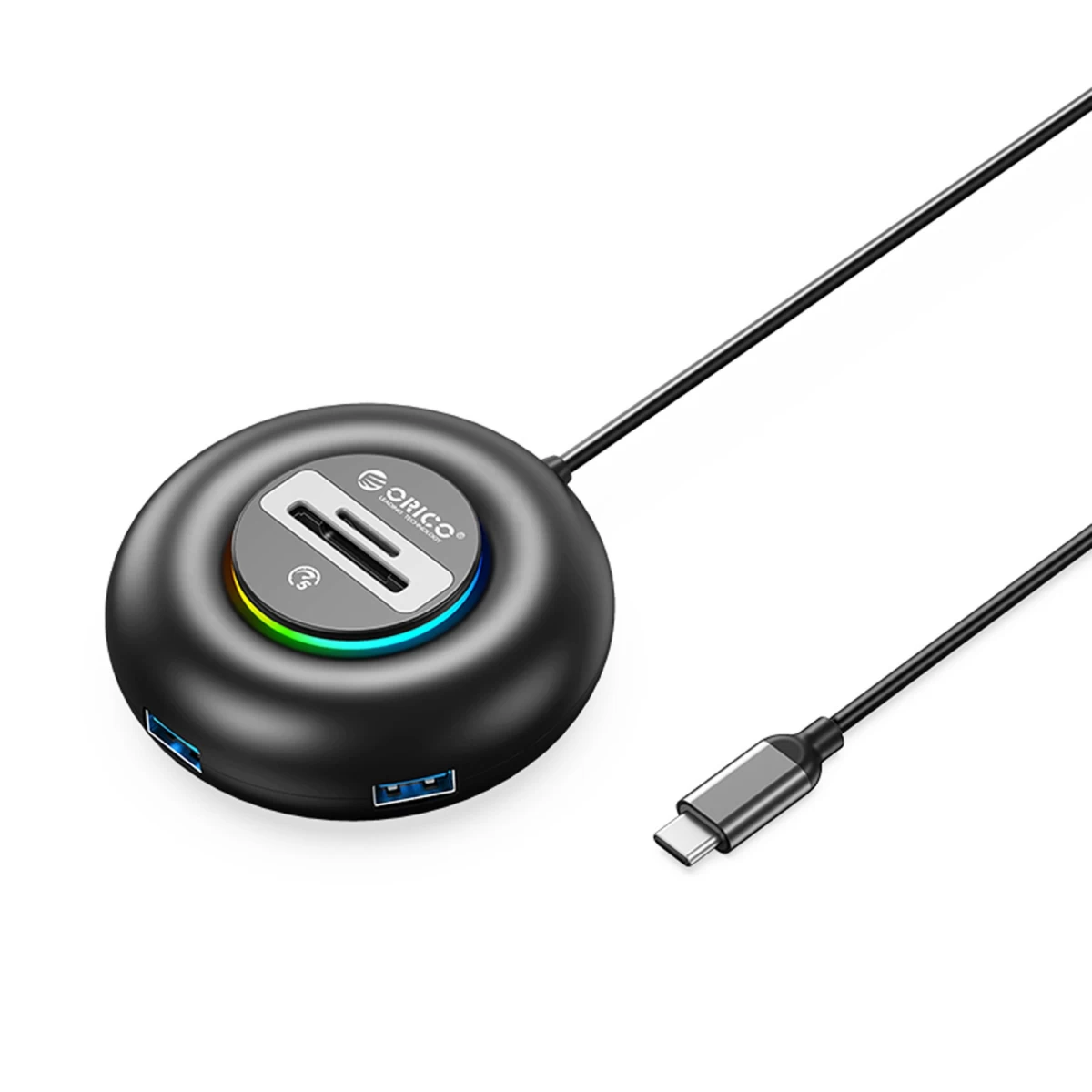 4 Prievadų Usb-c – Usb-a Sd Microsd Rgb Jungties Adapteris, 0,3 M – Juodas