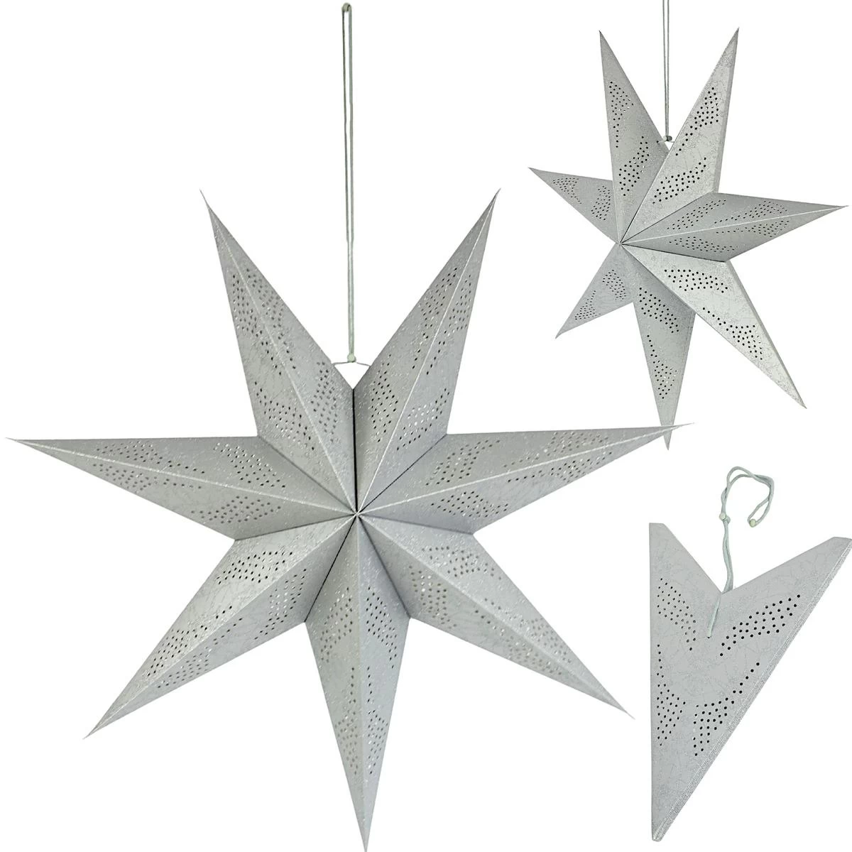 45 Cm Popierinė Dekoratyvinė žvaigždė, Sidabrinė
