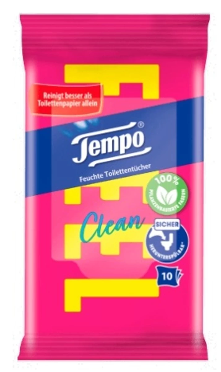 (de) Tempo, Drėgnos Servetėlės, Kelioninės, 10 Vnt. (vokietijos Produktas)