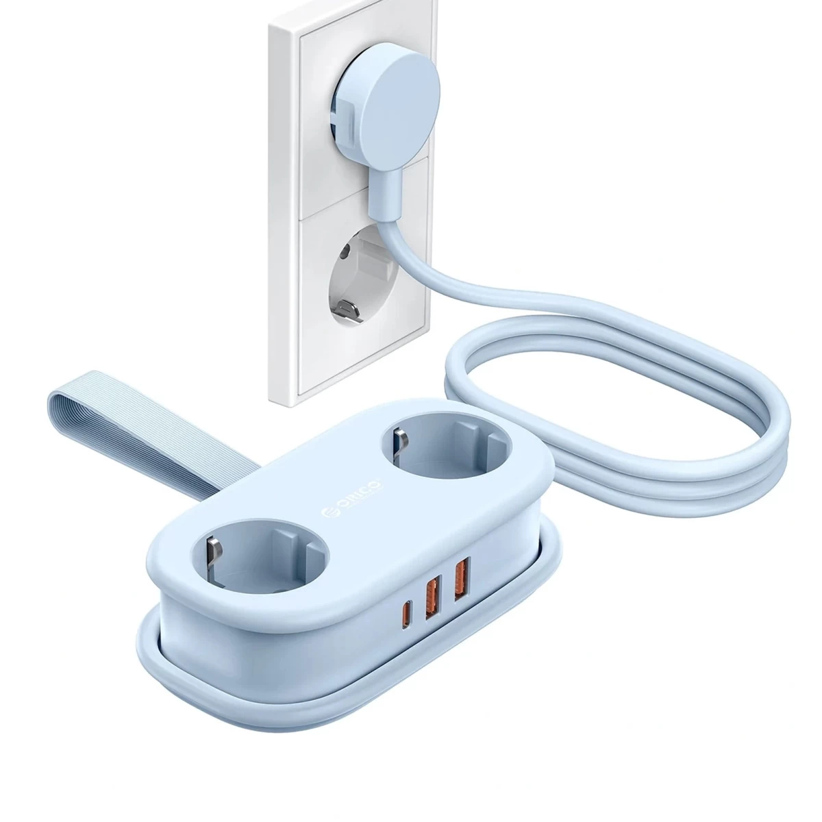 5-in-1 Maitinimo Juosta Ac Usb-a Usb-c Gan 20 W – Mėlyna
