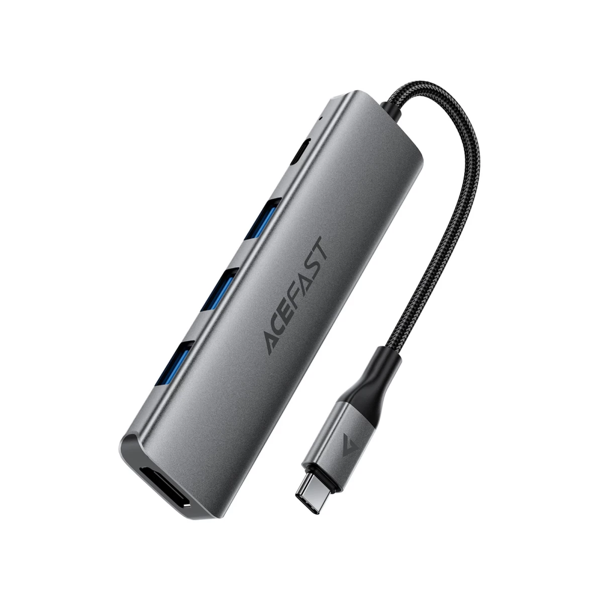 5-in-1 Usb-c – Usb-a – Usb-c – Hdmi 4k 60 Hz – Pd 90 W Doko Stotis – Pilka