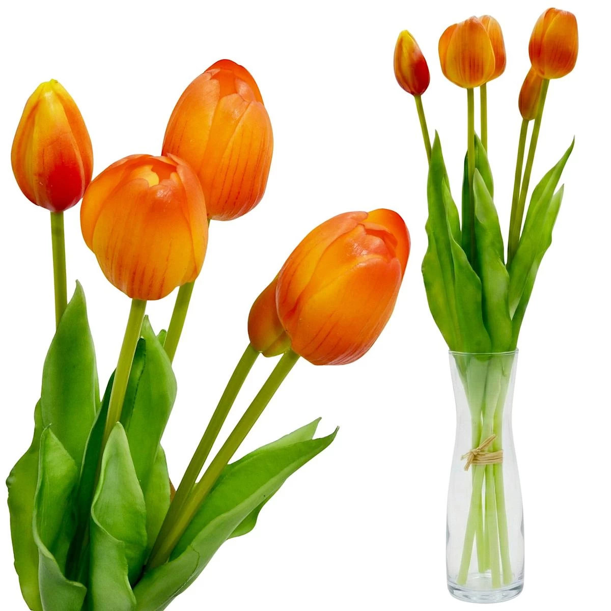 5 Oranžinių Tulpių Puokštė 39 Cm Kaip Gyva Pavasario Puošmena