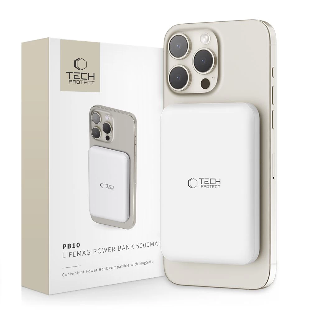 5000 Mah powerbank Su magsafe Usb-c 15 W Ir Usb-c Kabeliu - Baltas