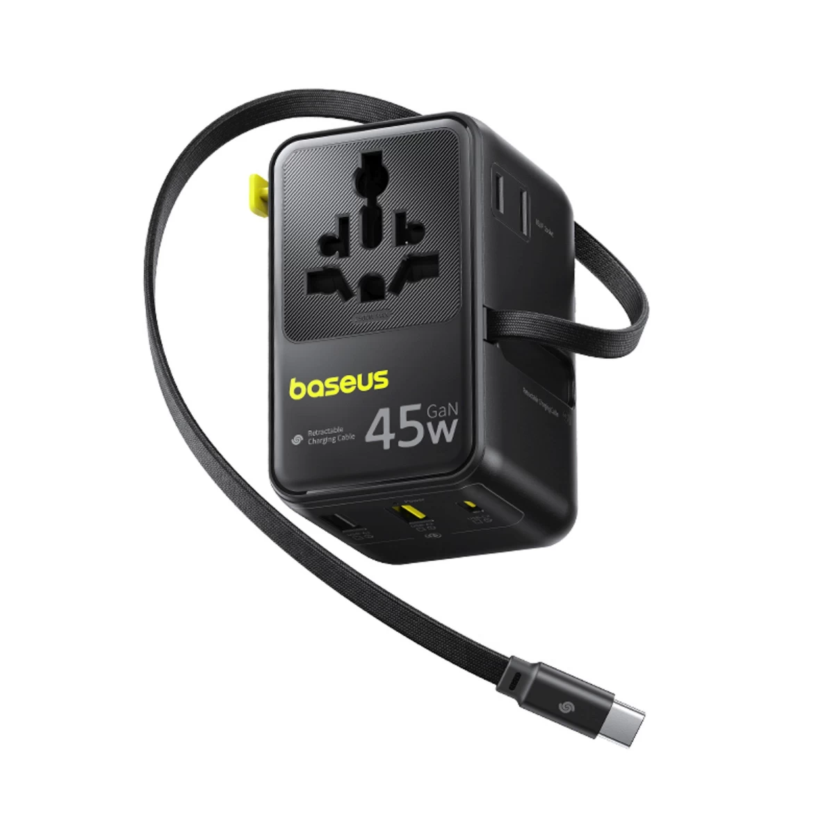 6-in-1 Kelioninis Adapteris Su Susukamu Usb-c Kabeliu, 45 W – Juodas