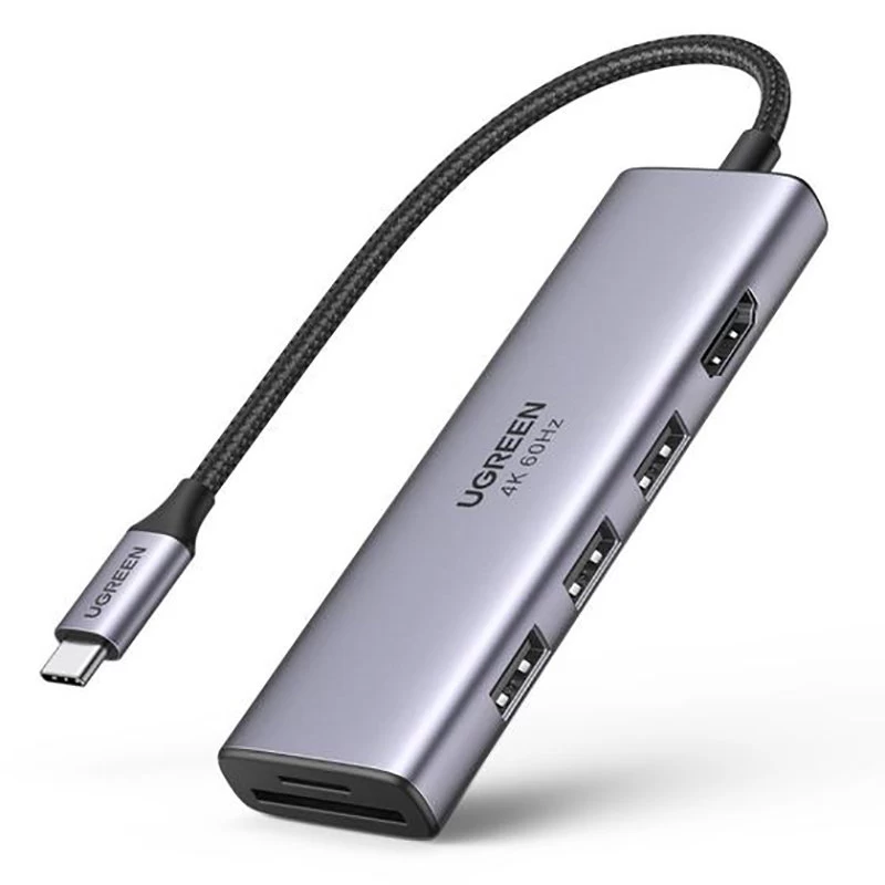 6in1 Daugiafunkcinis Usb-c šakotuvas - 3x Usb Hdmi 4k Sd Ir Tf Kortelių Skaitytuvas Pilkos Spalvos 6in1 Daugiafunkcinis Usb-c šakotuvas - 3x Usb Hdmi 4k Sd Ir Tf Kortelių Skaitytuvas Pilkos Spalvos