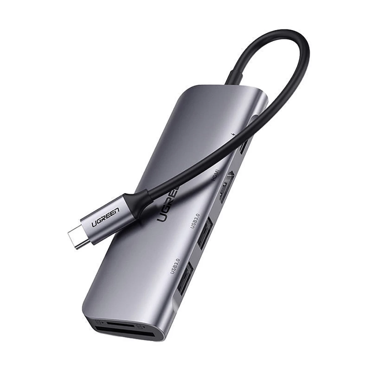 6in1 Hub Adapteris Usb-c - Hdmi Usb-a Usb-c Pd Skaitytuvas Sd Tf - Pilkas 6in1 Hub Adapteris Usb-c - Hdmi Usb-a Usb-c Pd Skaitytuvas Sd Tf - Pilkas