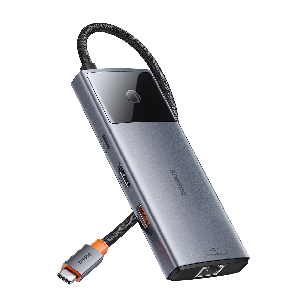 6in1 Hub Adapteris Usb-c į Usb-a / Usb-c / Pd / Hdmi / Rj-45 Juodas 6in1 Hub Adapteris Usb-c į Usb-a / Usb-c / Pd / Hdmi / Rj-45 Juodas