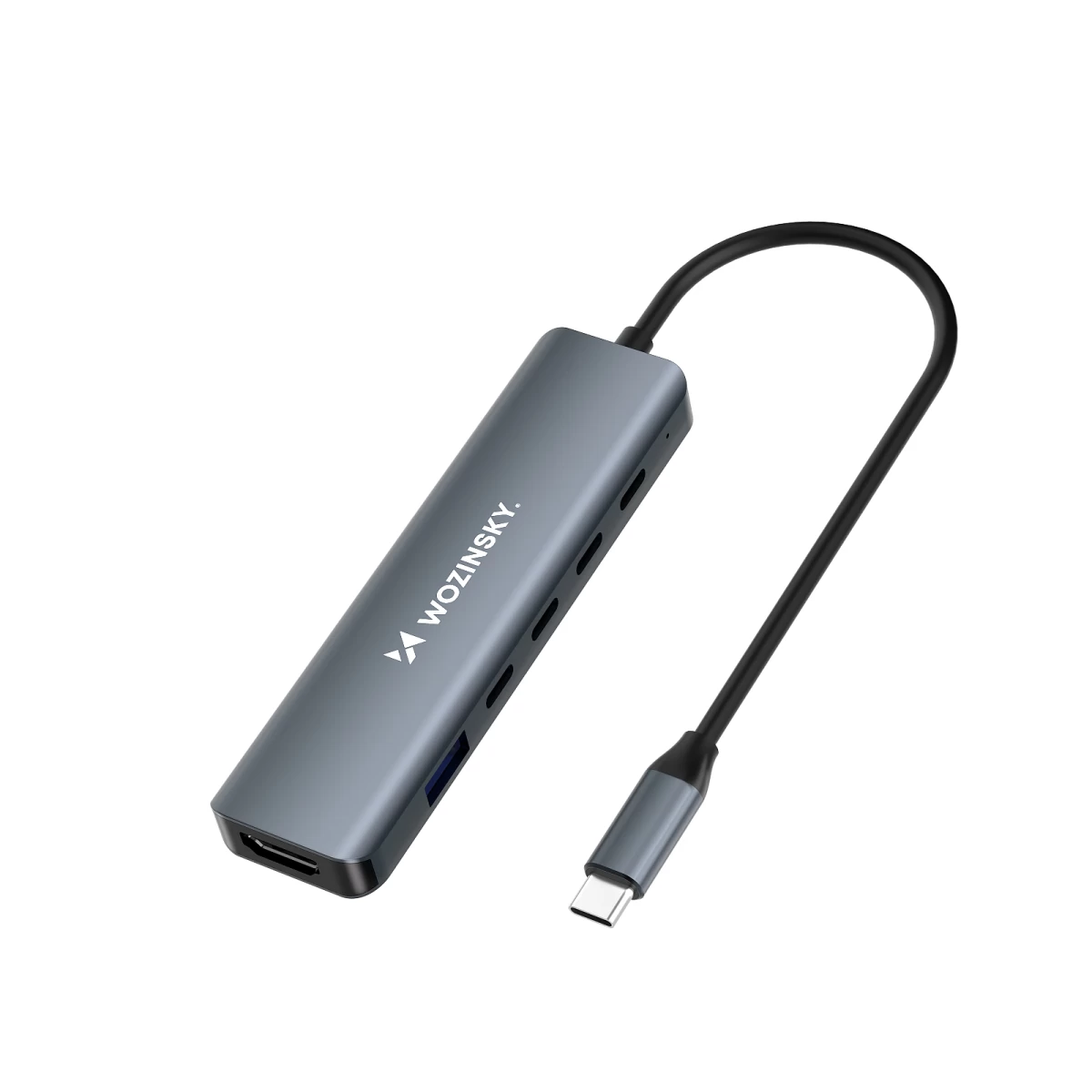 6in1 šakotuvas Usb-a Usb-c Displayport Hdmi Skirstytuvas - Pilkas