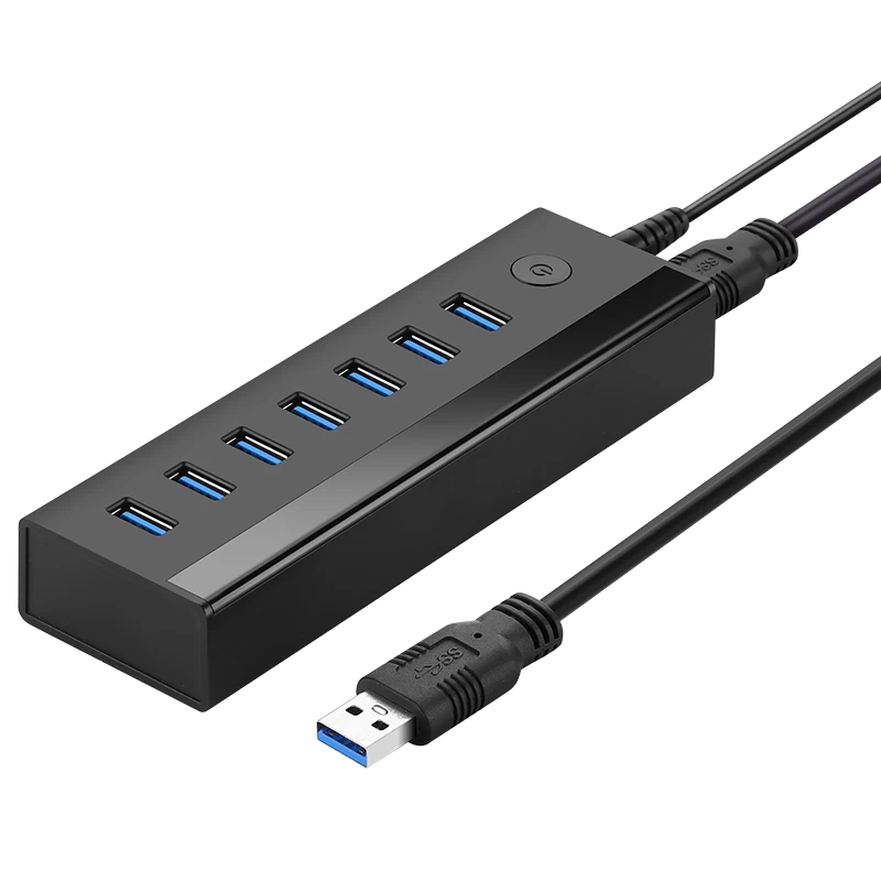 7in1 Hub šakotuvas Usb-a Daliklis į 7x Usb-a 5gb/s Adapterį, Juodas 7in1 Hub šakotuvas Usb-a Daliklis į 7x Usb-a 5gb/s Adapterį, Juodas