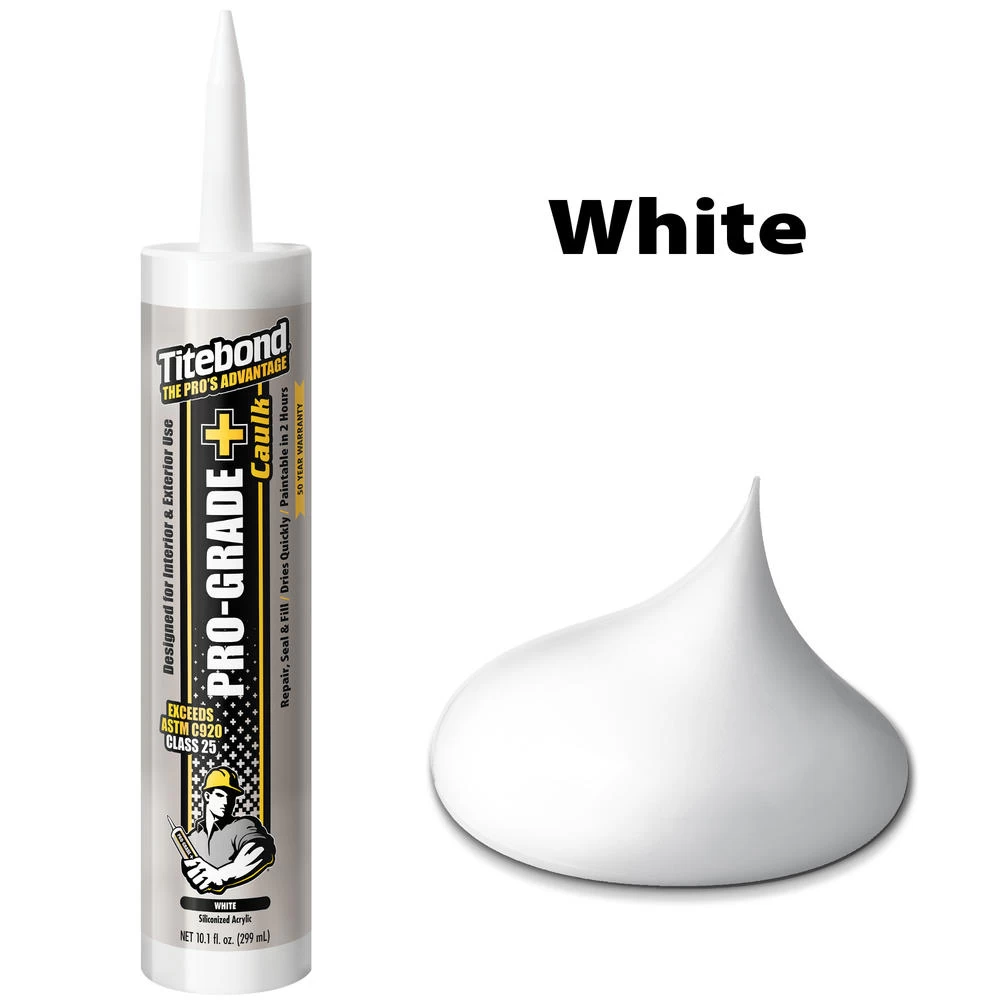 Baltas Matinis - Silikoninis Akrilo Hermetikas Titebond® PRO GRADE PLUS (50 metų).  Vidaus/Lauko