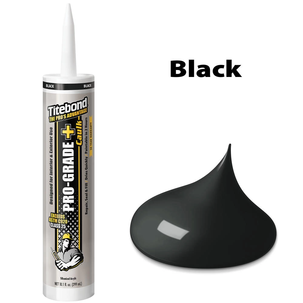 Juodas Matinis - Silikoninis Akrilo Hermetikas Titebond® PRO GRADE PLUS (50 metų).  Vidaus/Lauko
