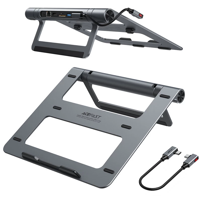 8in1 Nešiojamojo Kompiuterio Stovas + Daugiafunkcinis šakotuvas Usb-c Tf Sd Hdmi 4k Rj45 100w Pilkas 8in1 Nešiojamojo Kompiuterio Stovas + Daugiafunkcinis šakotuvas Usb-c Tf Sd Hdmi 4k Rj45 100w Pilkas