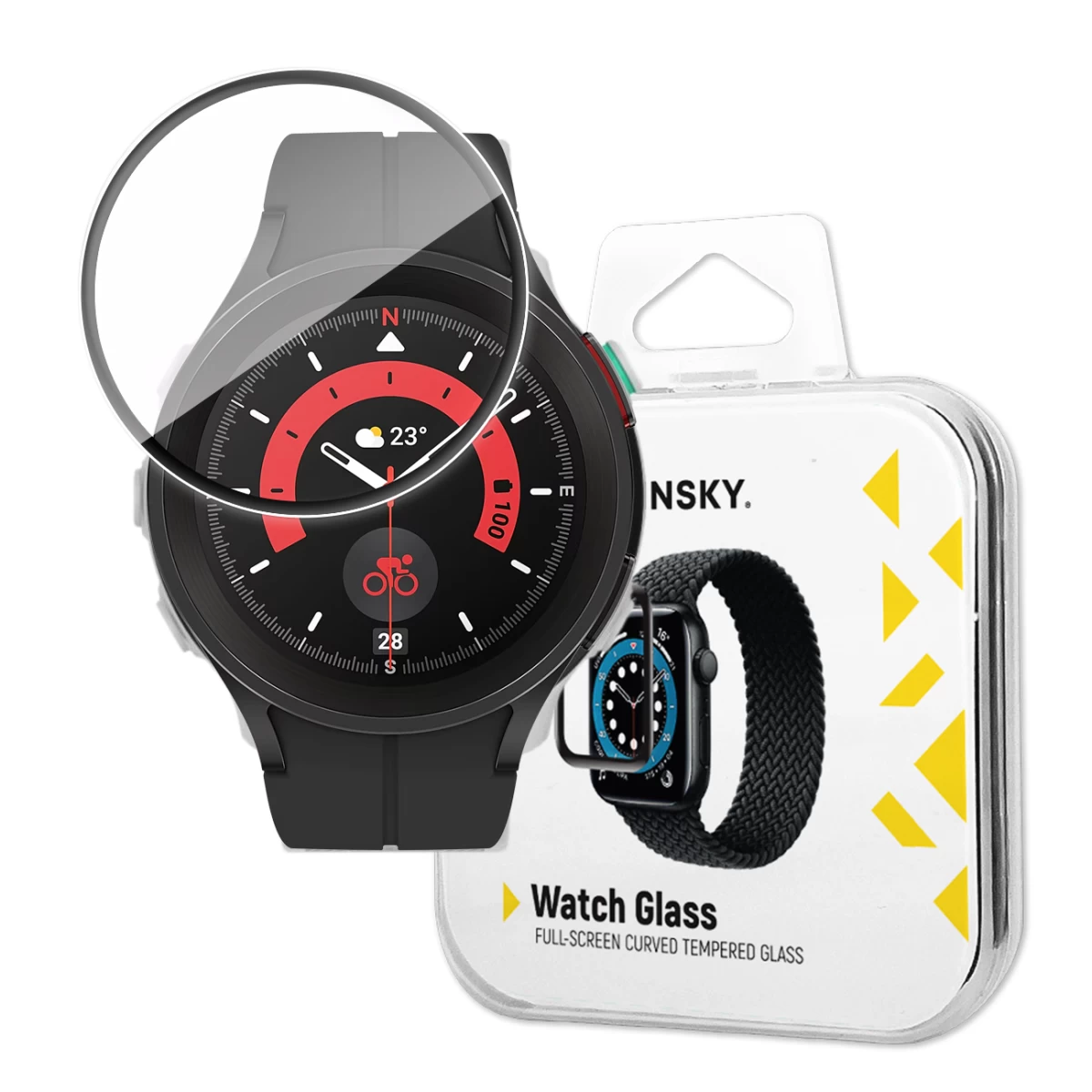 9h Grūdintas Stiklas Su Viso Ekrano Rėmeliu, Skirtas samsung Galaxy Watch 5 Pro 45mm