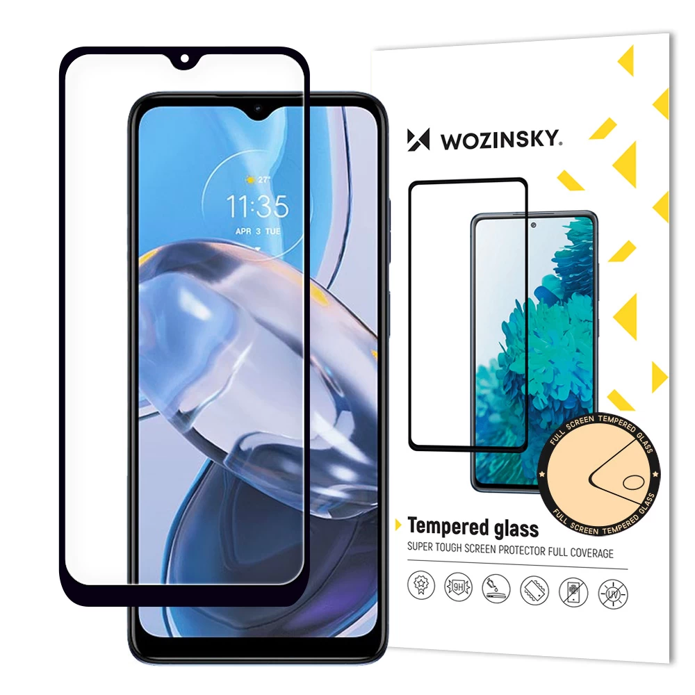 9h Grūdintas Stiklas Visam Ekranui Motorola Moto E22i / E22 Su Rėmeliu Case Friendly Juodas
