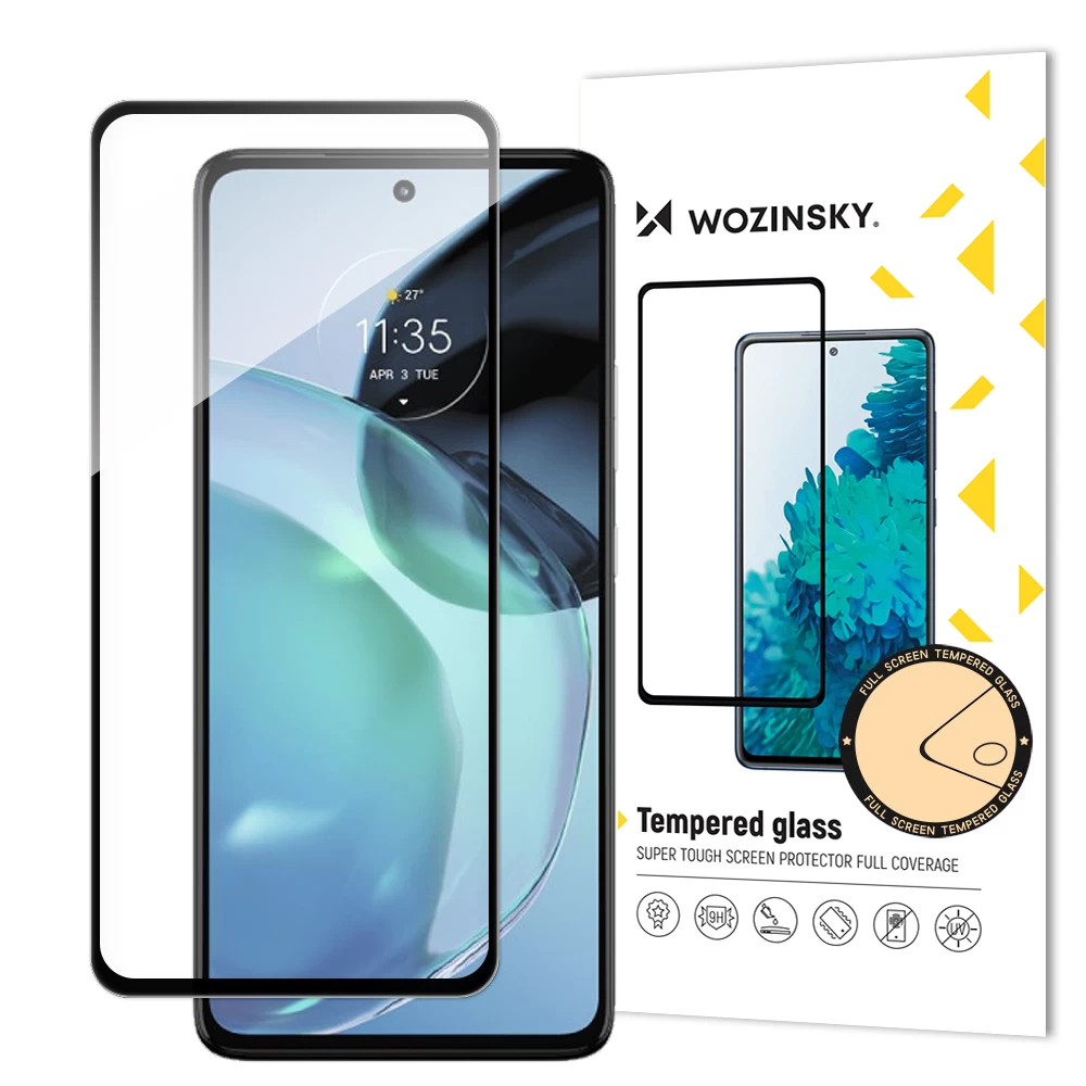 9h Grūdintas Stiklas Visam Ekranui Motorola Moto G72 Su Juodu Rėmeliu Full Glue