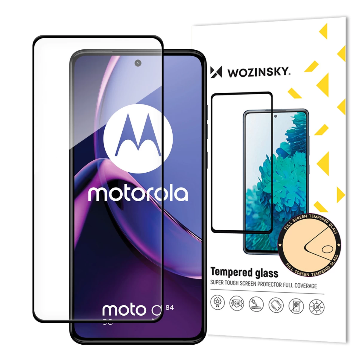 9h Grūdintas Stiklas Visam motorola Moto G84 Ekranui Su Juodu Rėmeliu