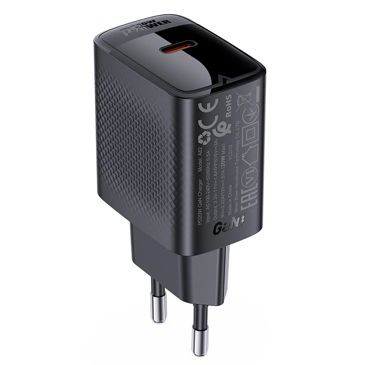 A82 Gan Usb-c Pd 20w Tinklo įkroviklis - Juodas