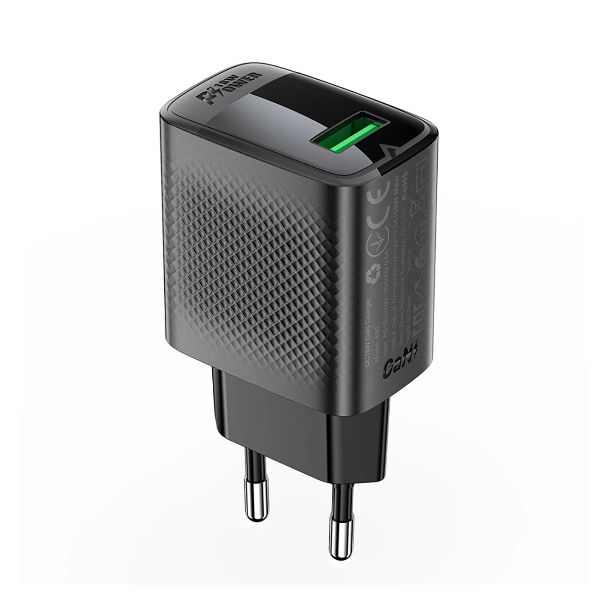 A90 Gan Gan Usb-a Qc Tinklo įkroviklis 18 W - Juodas