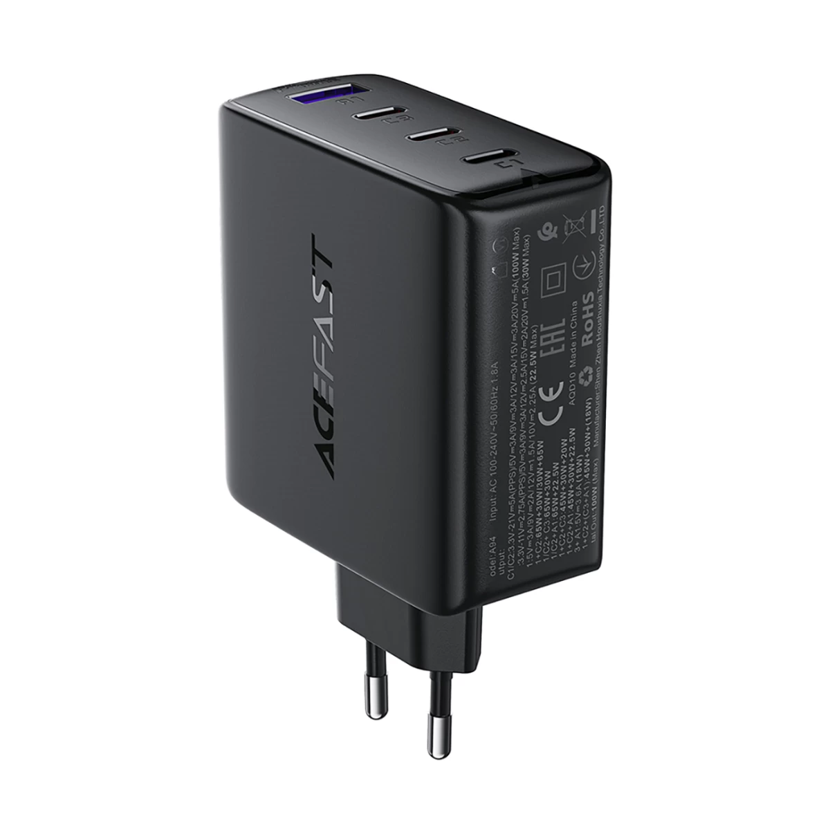A94 Gan2 Gan2 Usb-a 3x Usb-c Pd 100w Tinklo įkroviklis - Juodas