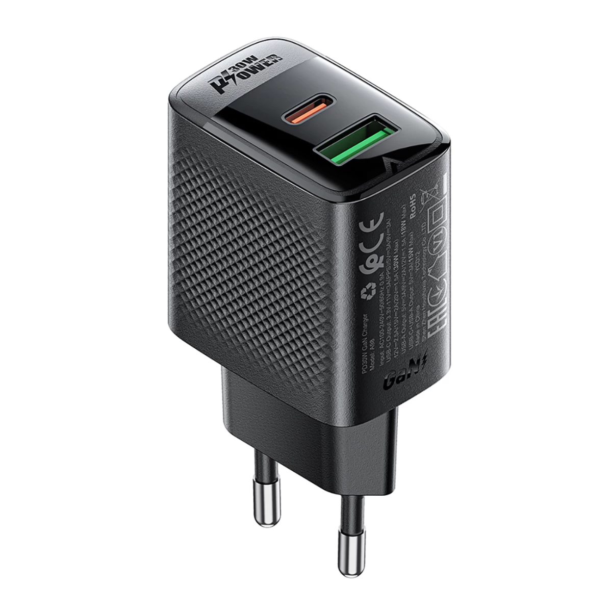 A98 Gan Usb-a Usb-c Pd 30 W Tinklo įkroviklis - Juodas