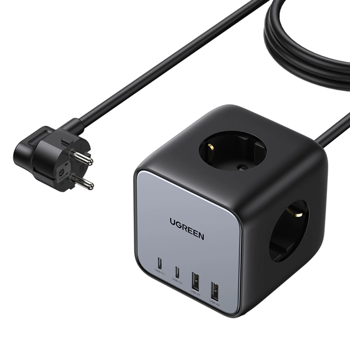 Ac 240v Gan Maitinimo Juostos įkroviklis 2x Usb-c 2x Usb-a 3x Ac 240v - Juodas