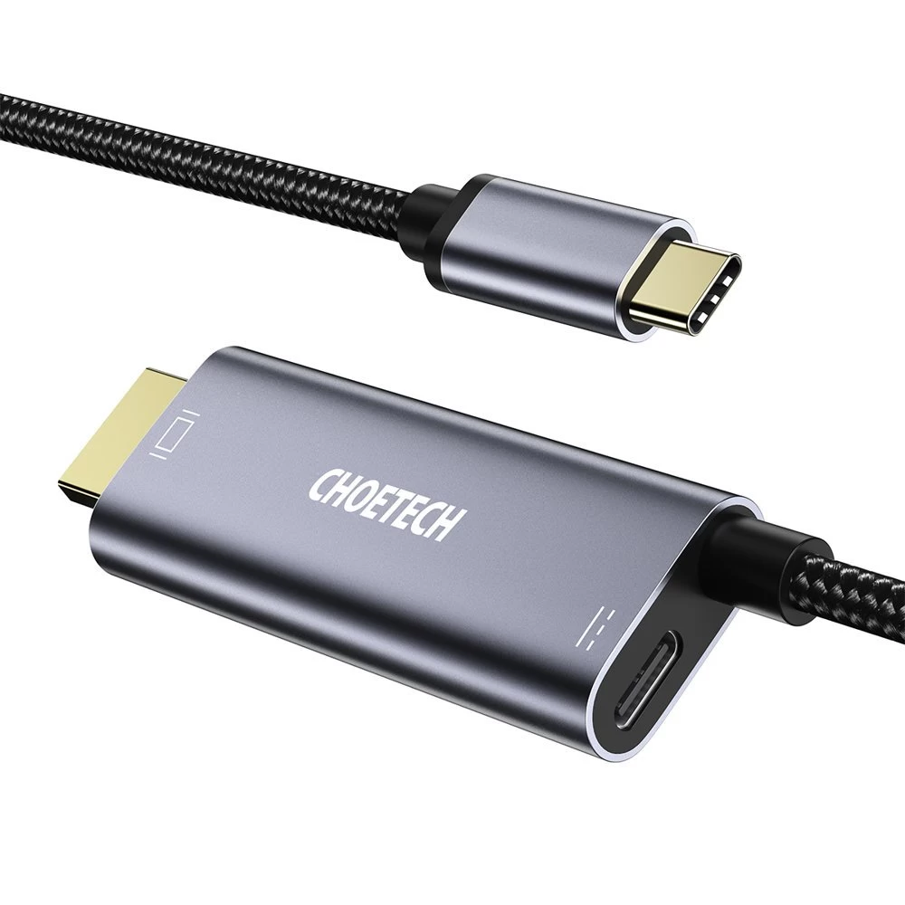 Adapterio Kabelis Usb Type C - Hdmi 4k + Usb Type C Pd, Skirtas macbook Kompiuteriui 1,8 M Pilkos Spalvos Adapterio Kabelis Usb Type C - Hdmi 4k + Usb Type C Pd, Skirtas macbook Kompiuteriui 1,8 M Pilkos Spalvos