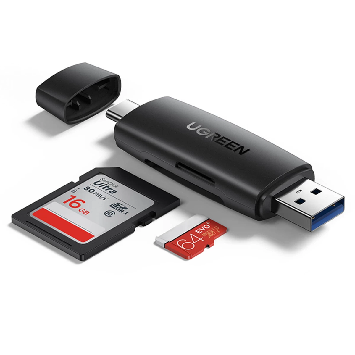 Adapteris 2 Kištukai Usb-a Ir Usb-c Sd Ir Micro Sd Kortelių Skaitytuvas Juodas Adapteris 2 Kištukai Usb-a Ir Usb-c Sd Ir Micro Sd Kortelių Skaitytuvas Juodas