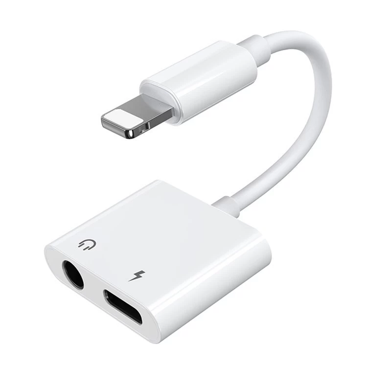 Adapteris Ausinių Daliklis iphone Lightning - lightning 3,5 Mm Mini Lizdas, Baltas Adapteris Ausinių Daliklis iphone Lightning - lightning 3,5 Mm Mini Lizdas, Baltas