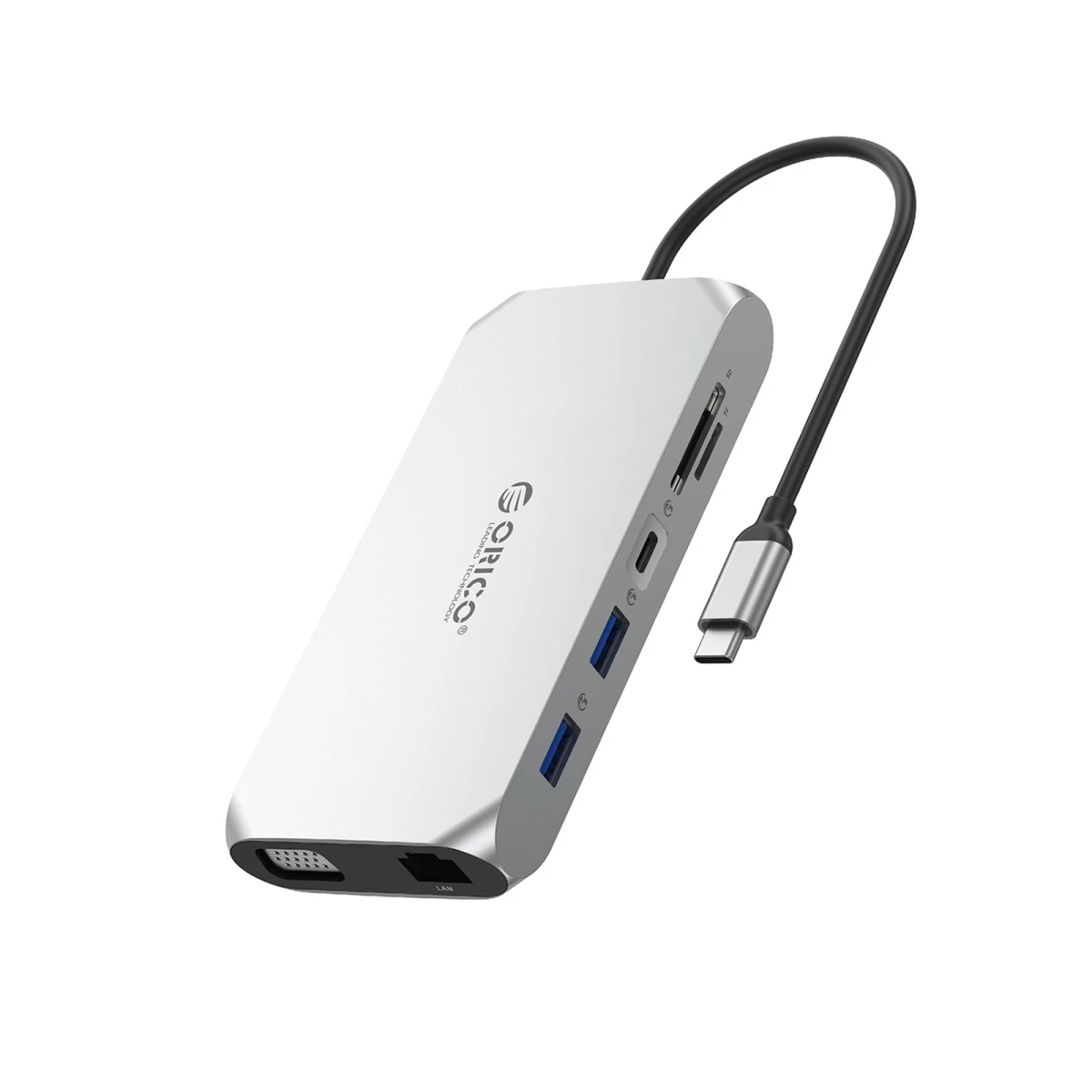 Adapteris Hub 12-in-1 Usb-c – Usb-a, Usb-c, Hdmi, Vga, Sd/microsd, Rj45, Mini Jack, Pd 100 W, 4k – Sidabrinis