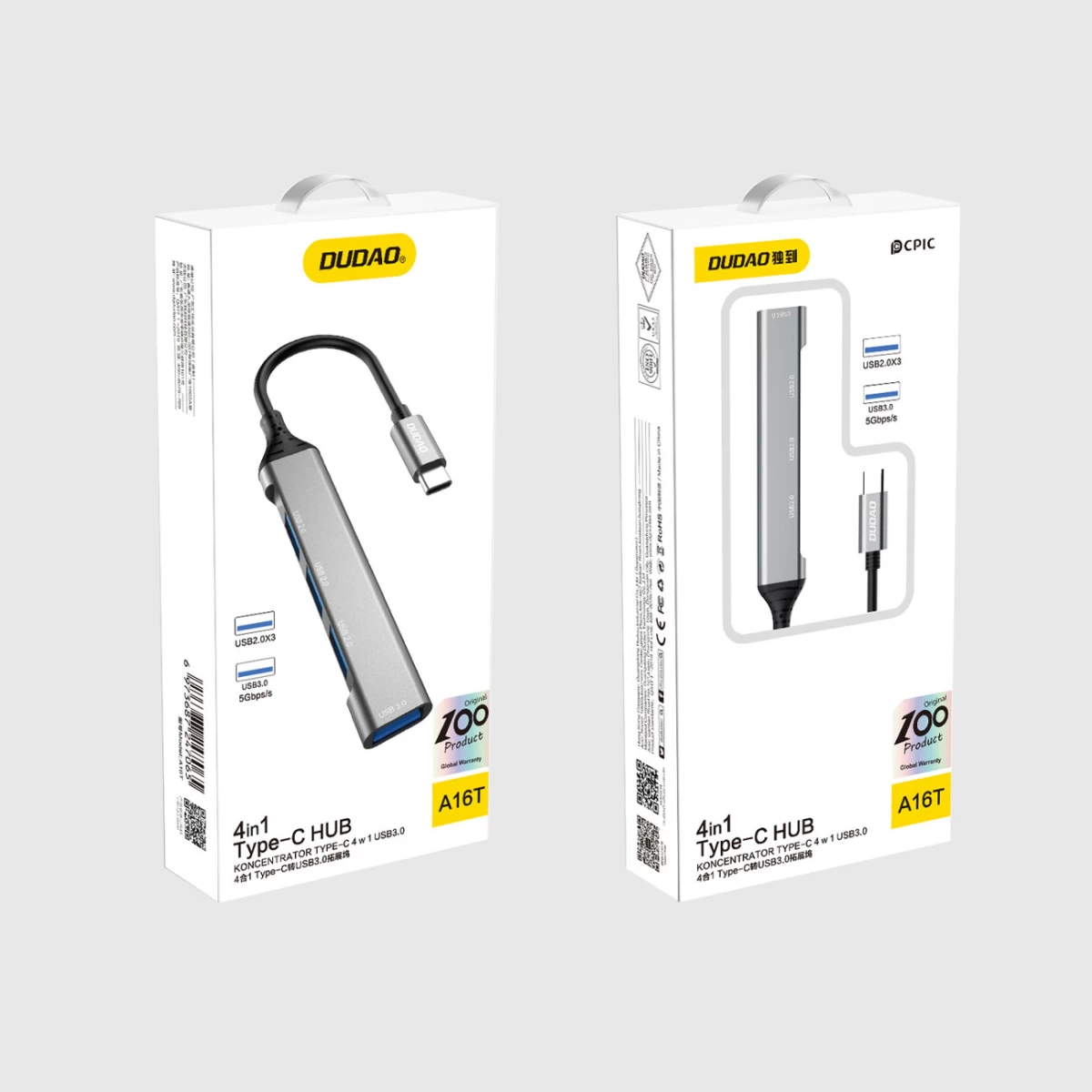 Adapteris Hub Iš Usb-c Lizdo į 4x Usb Juodai Pilkas Adapteris Hub Iš Usb-c Lizdo į 4x Usb Juodai Pilkas