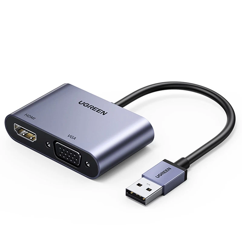 Adapteris Usb - Hdmi + Vga Pilkos Spalvos Adapteris Usb - Hdmi + Vga Pilkos Spalvos
