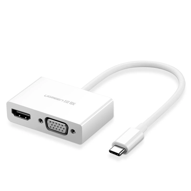 Adapteris Vaizdo Keitiklis Usb-c - Hdmi Vga, Baltas Adapteris Vaizdo Keitiklis Usb-c - Hdmi Vga, Baltas