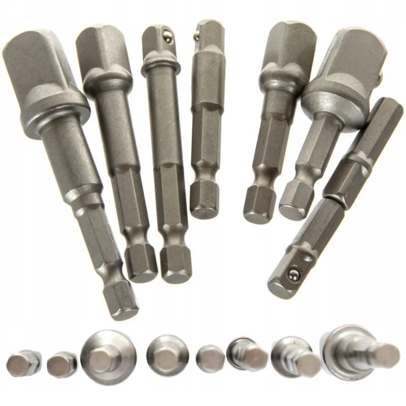Adapterių suktuvui rinkinys 1/4+3/8+1/2 (8vnt)