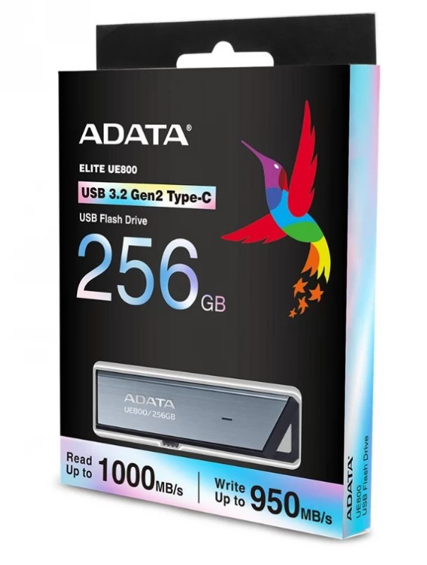 Adata Ue800 256 Gb Talpos Sidabrinis flash Diskas (256 Gb / Sidabrinis )