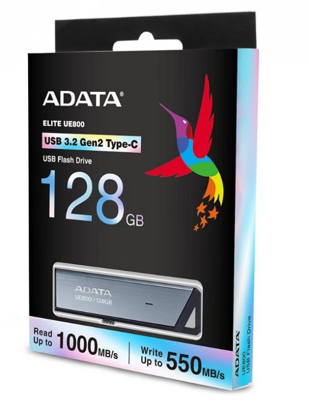 Adata Ue800 Usb3.2-c Gen2 Atmintinė (128 Gb / Sidabrinė )