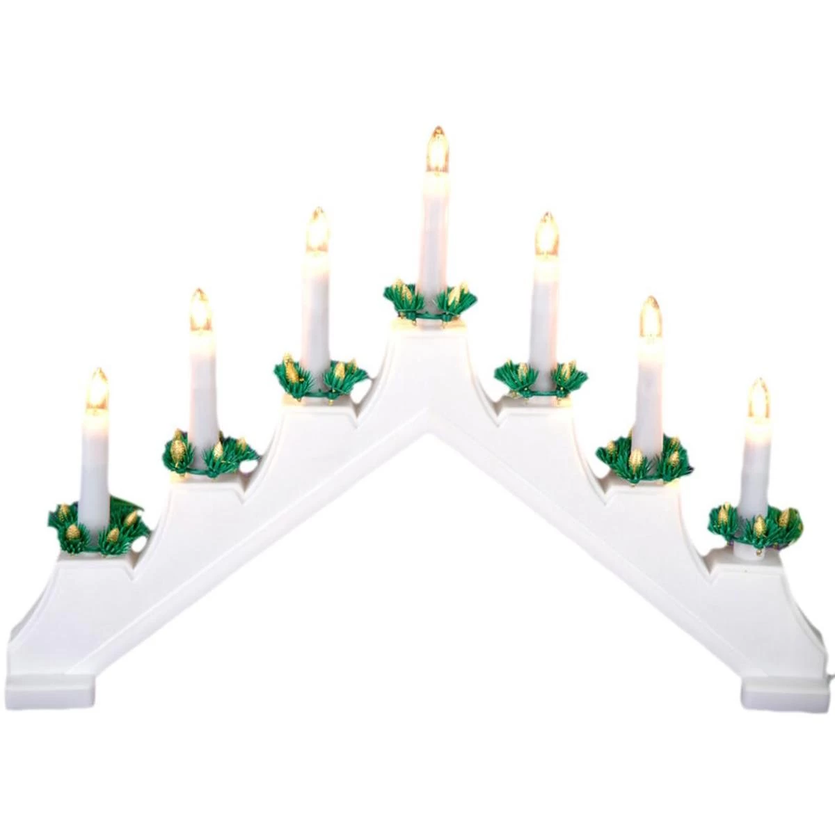 Advento žvakių Laikiklis Plastikinis 7 Diodų Baltas