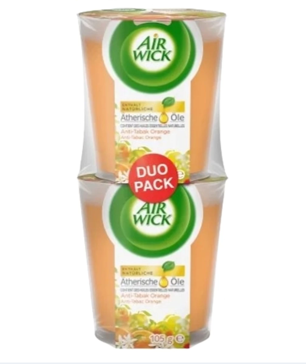 air Wick Kvapioji žvakė Priešdūminiame Stikle orange (2x105g), 2 Vnt. (vokietijos Kilmės Produktas) air Wick Kvapioji žvakė Priešdūminiame Stikle orange (2x105g), 2 Vnt. (vokietijos Kilmės Produktas)