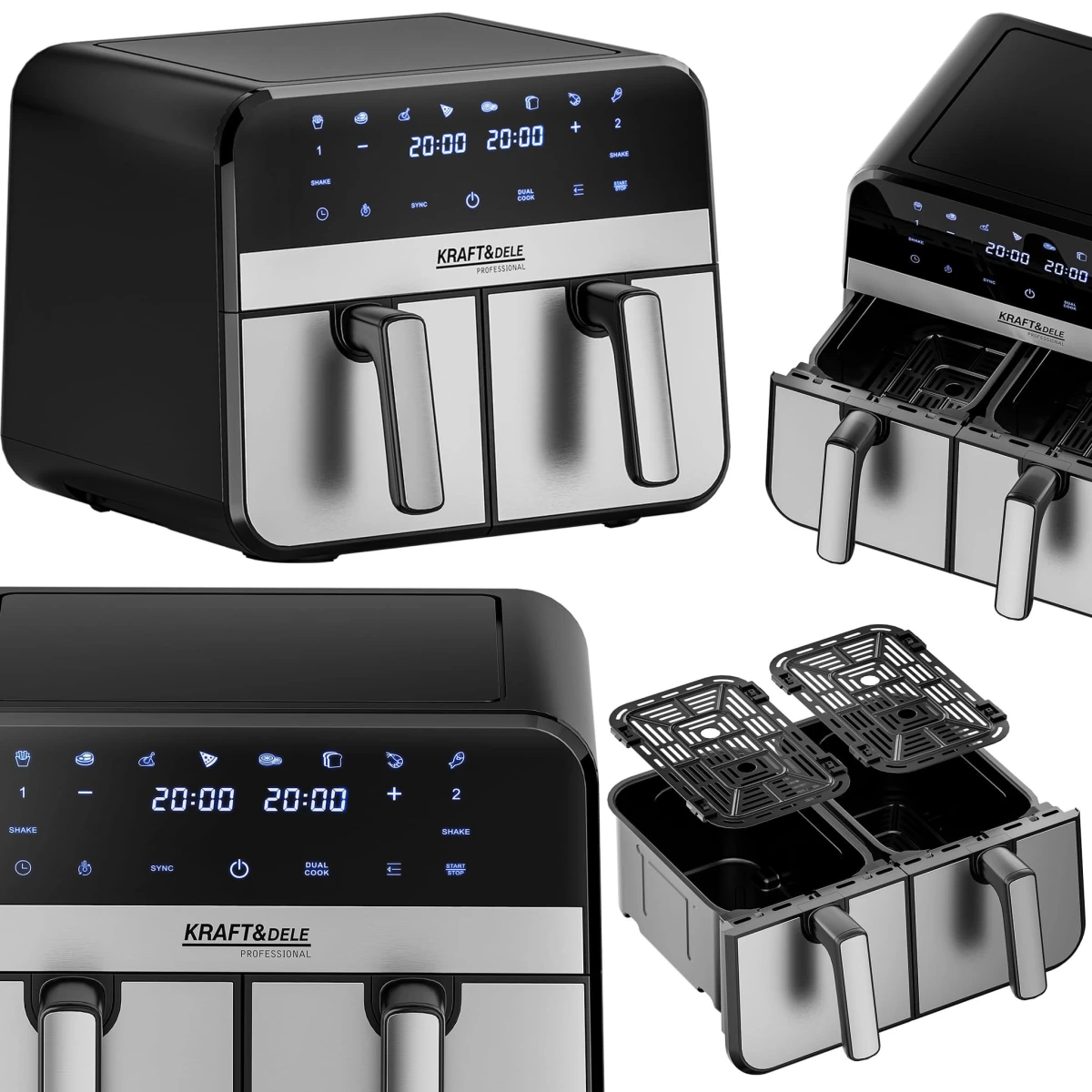 „AirFryer“ 9 l, 2500 W,  KD4180  dviejų kamerų Gruzdintuvė