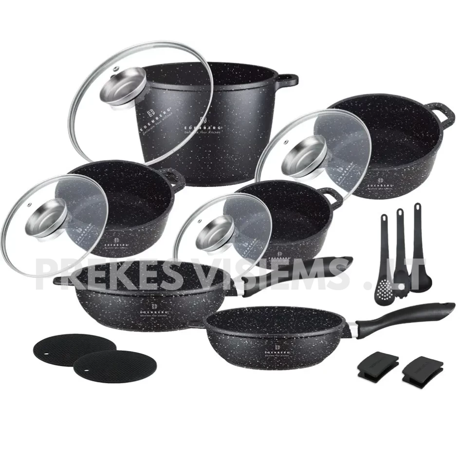 Akmens masės 17 dalių puodų rinkinys EDENBERG, EB-8182