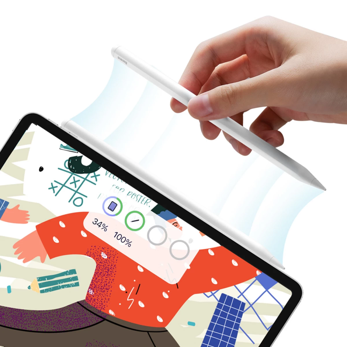 Aktyvus Rašiklis ipad Air / pro smooth Writing 2 Series Su Dvigubu įkrovimu, Baltas