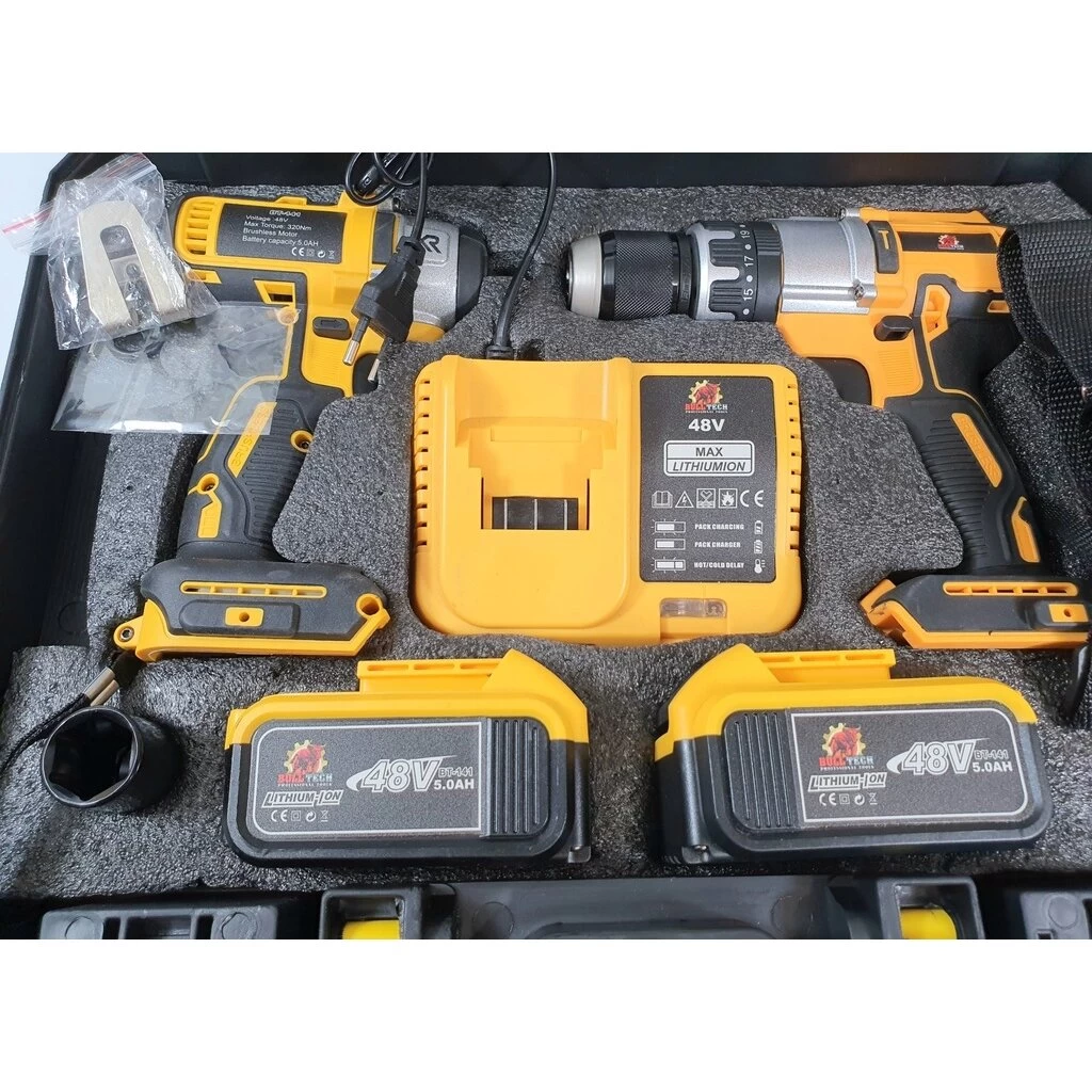 Akumuliatorinio suktuvo ir smūginio veržliasūkio rinkinys 48V Bulltech, BT-141