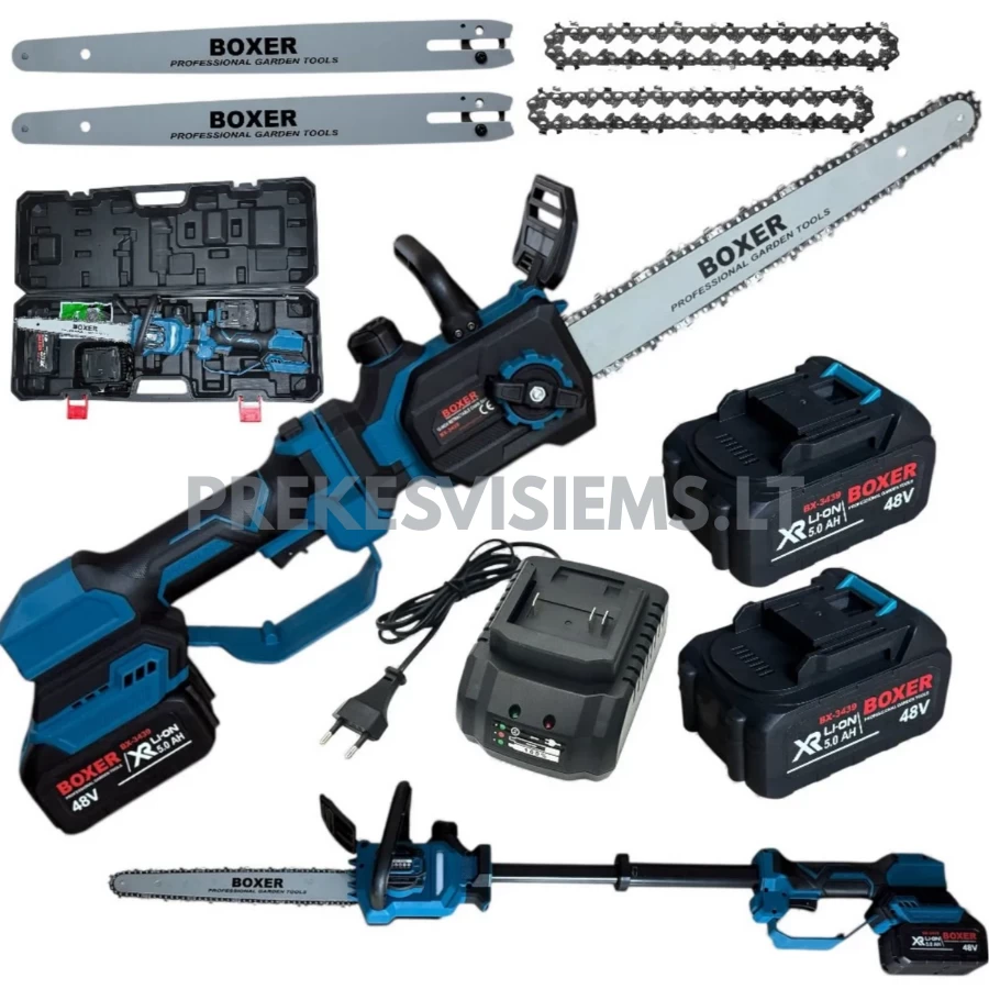 Akumuliatorinis grandininis pjuklas-aukštapjovė Boxer 48V, BX-3439