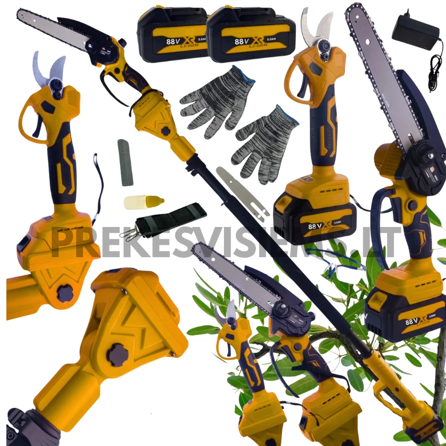 Akumuliatorinis grandininis pjūklas ir sekatorius su teleskopiniu kotu MEISTER, MS-121