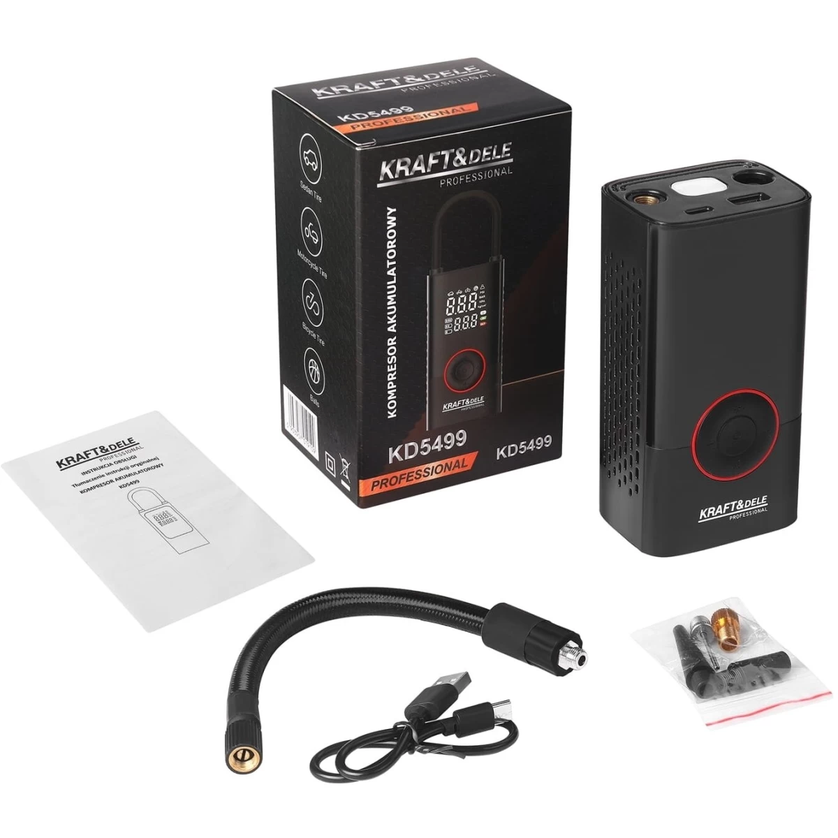 Akumuliatorinis Kompresorius + ŽIBINTUVĖLIS 85W 4000mAh KD5499