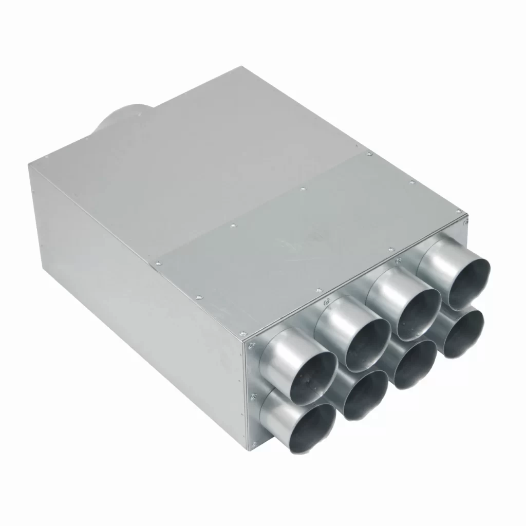 Akustiškai izoliuotas oro paskirstymo kolektorius Premium 8x75x160, L-500mm