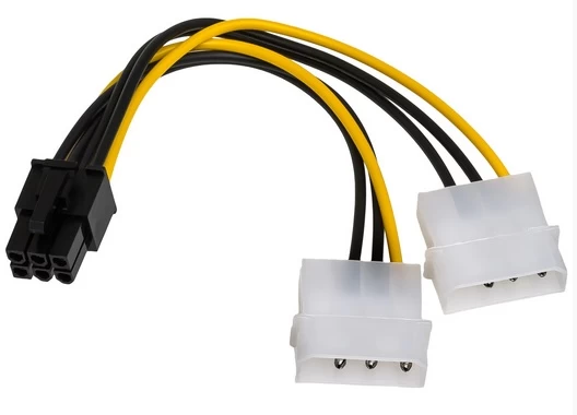 Akyga 2x Molex - Pci-e 6 Kontaktų Maitinimo Kabelis 0,15 M. Ak-ca-13