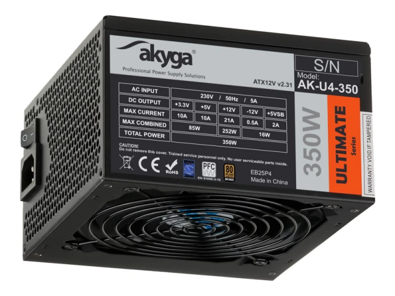 Akyga 350 W Kompiuterio Maitinimo šaltinis Ak-u4-350